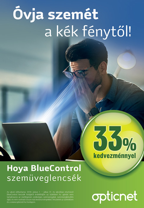 Hoya BlueControl szemüveglencsék 33% kedvezménnyel!
